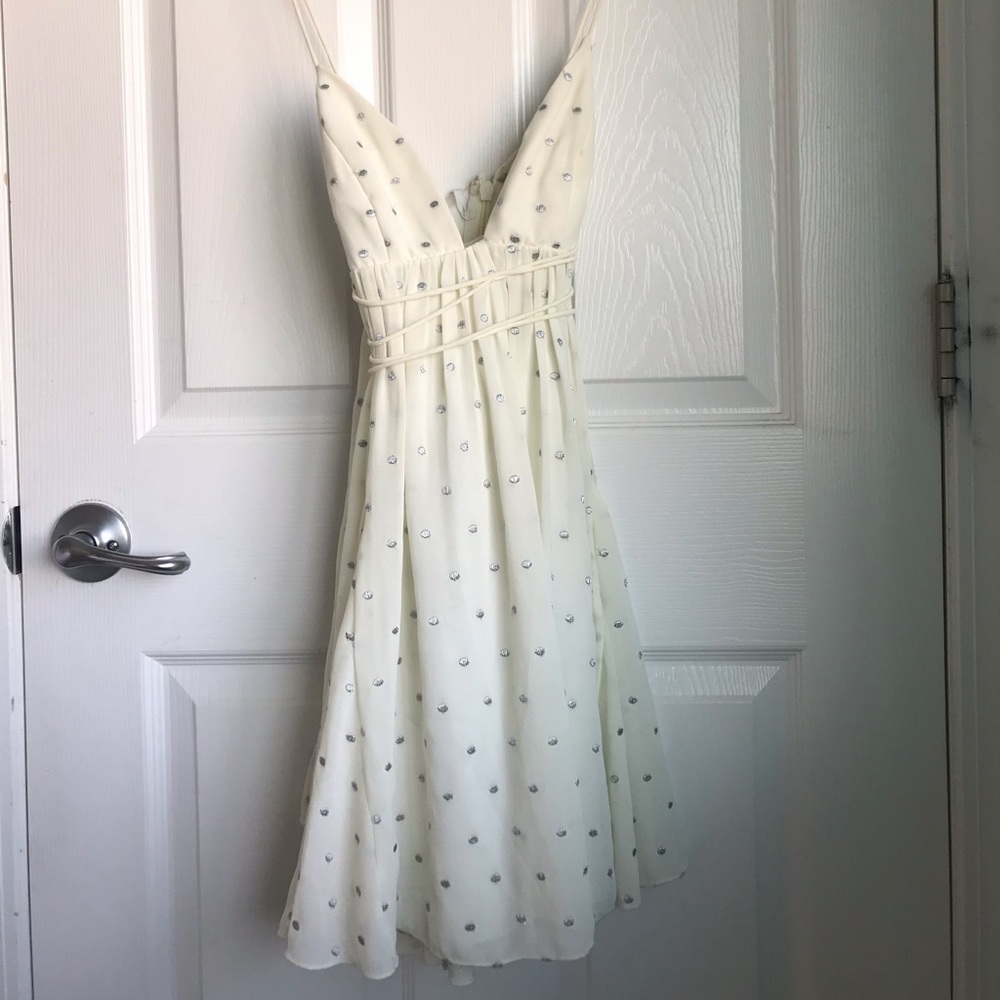 White lurex dot mini dress Free people